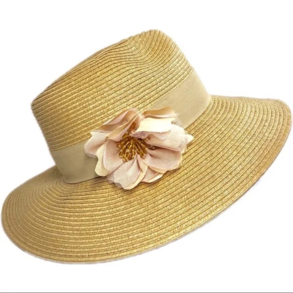 August Hat Co.Tan Hat With Flower